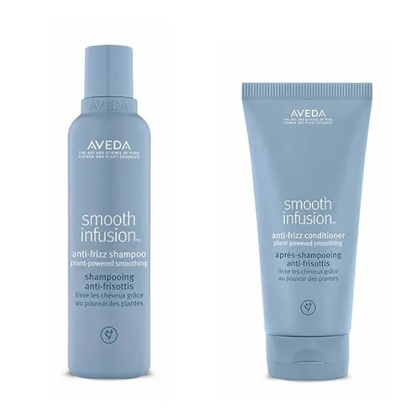 Aveda Smooth Infusion Anti  Frizz Shampoo & Conditioner Set Smooths and Controls Frizz Protects Against Humidity for Medium to Thick Hair 95%+ Naturally Derived 6.7 Fl Oz