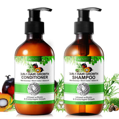 ALIVER 3 in 1 Hair Growth Shampoo and Conditioner Set with Rosemary, Black Castor Oil and Batana Oil for Anti Hair Loss and Hair Regrowth, Enhances Hair Shine, Unisex 300ml (Pack of 2)