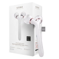 GESKE SmartAppGuided Sonic Facial & Body Roller 4 in 1 Derma Roller Device for Face and Body Dermaroll Professional Face Roller Tightens and Defines Body and Face