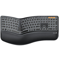 ProtoArc Backlit Bluetooth Ergonomic Keyboard, EK01 Plus Full Size Wireless Split Keyboard with Dual Bluetooth and USB, Cushioned Wrist Rest, Rechargeable, Compatible with Windows/Mac/Android, Black