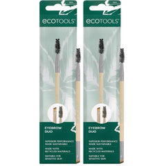 EcoTools Eyebrow Brush Duo, Tame, Sculpt & Fill in Brows, Multipurpose For Eyebrow Gel, Powder, & Cream, Dual-Ended Spoolie & Angled Brow Brush, Eco Friendly, Cruelty-Free, & Vegan, 1 Count