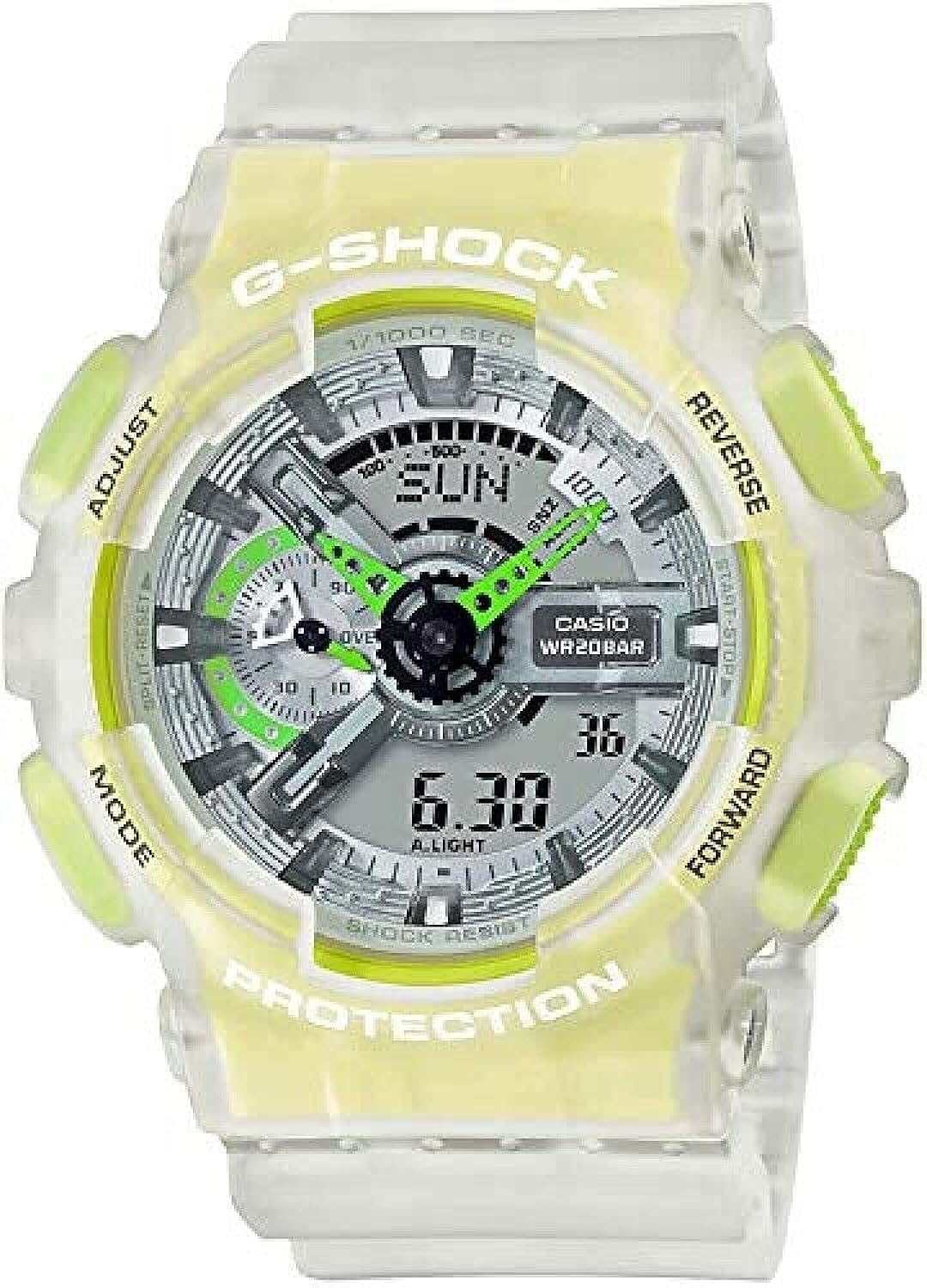 G-Shock Watch for Men, Quartz Movement, Analog-Digital Display, Clear Resin Strap (GA-110LS-7A)