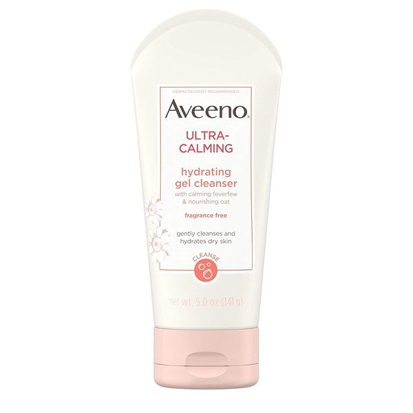 Aveeno Ultra-Calming Hydrating Gel Facial Cleanser with Calming Feverfew & Nourishing Oat, Hypoallergenic, Fragrance-Free & Non-Comedogenic, Unscented, 5 Ounce (Pack of 1
