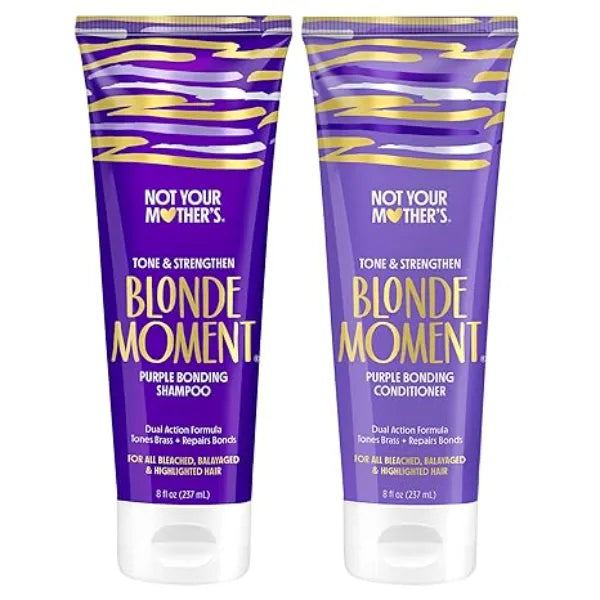 Not Your Mother's Blonde Moment Purple Shampoo and Conditioner Ideal for Blonde, Highlighted Brunette, Silver Hair Helps with Bonding, Anti Brass Toning, Repair, and Hydration