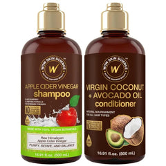 WOW Skin Science Apple Cider Vinegar Shampoo & Coconut + Avocado Oil Conditioner Duo - 16.9 oz