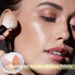 Highlighter Powder Makeup Palette - 5 Colors Highlighter Palette Glitter Bronzer Contour - Long Lasting Highly pigmented Powder Highlighter - Three Dimensional Face Make up