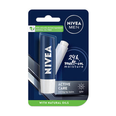 NIVEA MEN Lip Balm, Active Care No Shine (SPF 15), 4.8g