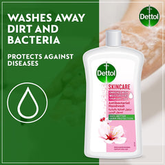 Dettol Skincare Hand wash Liquid Soap Refill, Rose & Sakura Blossom Fragrance, 1L, Pack of 2