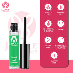 Jadole Naturals Eyelash Growth Enhancer & Brow Serum with Collagen & Natural Growth Peptides for Long, Thick Lashes and Eyebrows! Dermatologist Certified, Cruelty Free & Hypoallergenic