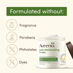 Aveeno Daily Moisturizing Cream with Prebiotic Oat & Shea Butter for Body, Face & Hands Moisturizer Cream, Hydrates Normal to Dry, Sensitive Skin, Fragrance Free, Non-Comedogenic, 20 oz