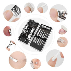 HEXAR® 12pc Manicure & Pedicure Set - Nail Clippers, Cuticle Remover - Luxurious Face, Foot, Hand Nail Care Kit - Pedicure Sets for Feet, Mens Grooming Kits & Manicure Set for Women