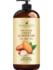 Handcraft Blends 100% Pure Sweet Almond Oil – All Natural Premium Therapeutic Grade – Huge 16 OZ - Carrier Oil for Aromatherapy, Massage, Moisturizing Skin & Hair