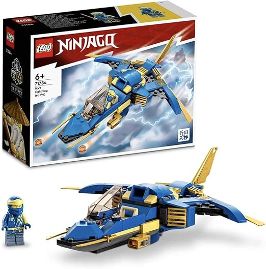 LEGO 71784 NINJAGO Jay’s Lightning Jet EVO, Upgradable Toy Plane, Ninja Airplane Building Set, Collectible Birthday Gift Idea for Kids, Boys and Girls Age 7 Plus