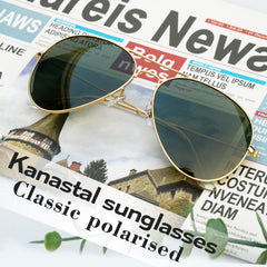 KANASTAL Polarized Sunglasses for Women and Men, Metal Frame Sun Glasses Retro Shades for Mens Driving Outdoor Military Style 100% UV400 Protection