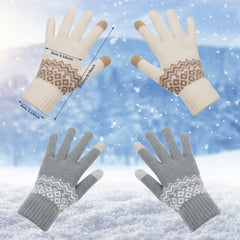 Excefore Women’s Touch Screen Gloves, 2 Pair Stretch Knitted Warm Mitten Winter Thermal Ladies Gloves Smartphones Texting Gloves One Size