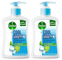 Dettol Cool Handwash Liquid Soap For Effective Germ Protection & Personal Hygiene (Protects Against 100 Illness Causing Germs) Mint & Bergamot Fragrance, 400ml, Pack of 2