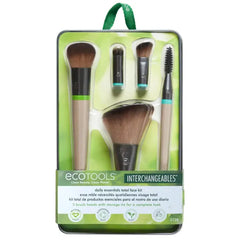 EcoTools Interchangeables Daily Essentials Total Face Makeup Brush Kit, Essential Oils, Multiuse Face Makeup Brushes, Bronzer, Blush, Powder, & Eyeshadow Brushes, Cruelty-Free & Vegan, 8 Piece Set