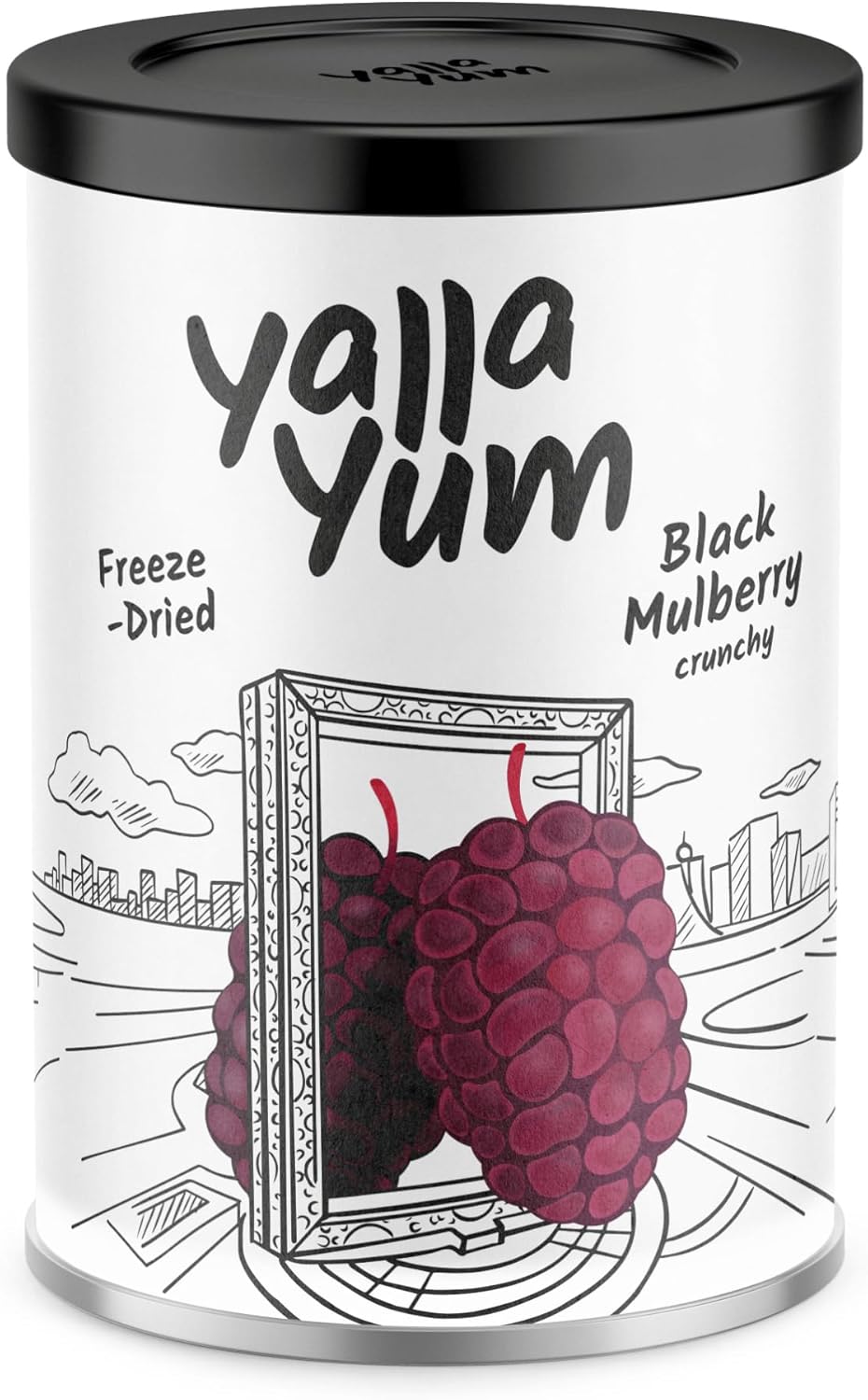 YallaYum Freeze-Dried Black Mulberry, 30g | 100% Fruit, Non-GMO, No Added Sugar, Gluten-Free,No Additives Added, Vegan, Made From 300g Fresh Fig | Healthy Snack for On-the-Go