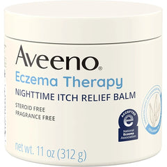 Aveeno Eczema Therapy Nighttime Itch Relief Balm, Eczema Cream for Body, Moisturizing Colloidal Oatmeal & Ceramide Formula, Fragrance Free, Soothing Dry Itchy Skin, 11 fl oz