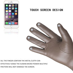 REDESS Winter Leather Gloves for Women, Wool Fleece Lined Warm Gloves, Touchscreen Texting Thick Thermal Snow Driving Gloves - Khaki