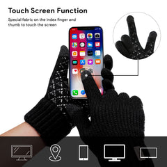 TERRIFI 2 Pairs of Winter Knit Gloves, Warm Full Fingers Men Women with Upgraded Touch Screen - Anti-Slip Glove Fleece Lined for Winter Outdoor sports for Winter Outdoor sports, 21x11CM