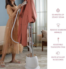INGUNAR 2 in 1 Vertical Garment Steamer, 10 Levels Settings, 1800W, 10 levels, 1.6L Tank, 40g/min Steam, Wide Head