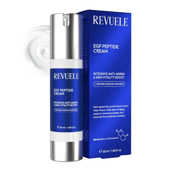 REVUELE EGF Peptide Cream, Epidermal Growth Factor, Advanced Anti-Aging Cream with Niacinamid and Hyaluronic Acid, Intebse Moisturizer 1.69 fl.oz (50 ml)