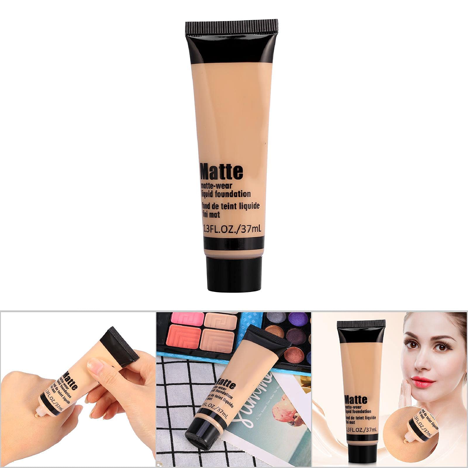 Smooth Makeup Base Face Liquid Foundation, Matte Wear Concealer Sun Protection Cream, Full Coverage Foundation (#6)