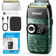 KEMEI Razor Barber for Men,Electric Razor Rechargeable with Beard Trimmer, Cordless Lithium Titanium Razor with Travel Case
