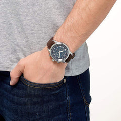 Citizen CA4420-13L Chronograph Watch with Leather Strap for Men, Blue/Brown