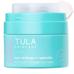 TULA Skin Care Eye Recharge + Replenish - Pro-Ferm Overnight Eye Cream with Retinal, Protects & Intensely Hydrates, Minimizes the look of Fine Lines & Wrinkles, 0.5 Fl. oz