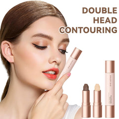 Azonee Cream Contour Stick, Upgrade 2 In 1 Double Ends Matte Contour Stick, 1Pcs Natural Matte Cream Bronzer and Contour Stick Lasting Creamy Sculpting Double Headed Makeup Contour Stick