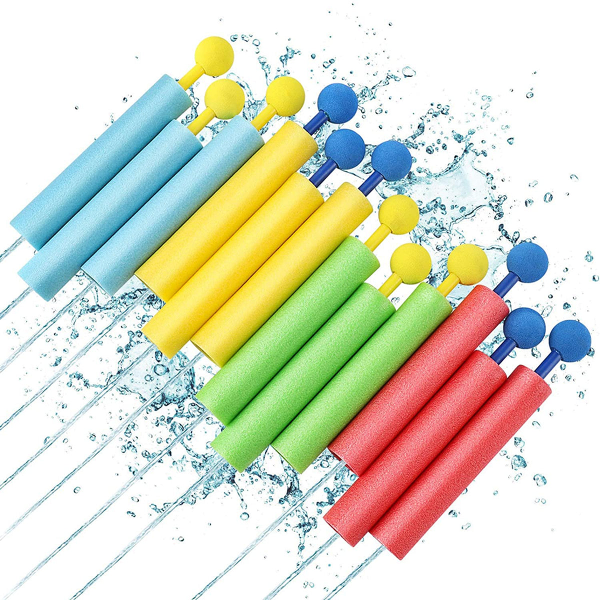 Water Blaster, 12 Pcs Foam Squirt Toys for Kids, 30 ft Range Pool Water Squirter, Foam Water Toys Shooter for Summer Swimming Pool Beach