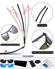 Polarized Sunglasses Mens Womens Cool Fishing Driving Hiking Ultralight Retro Wrap Around Travel sun glasses UV Protection