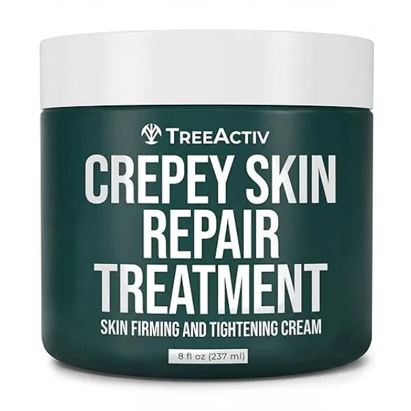 TreeActiv Crepey Skin Repair Cream, 8 oz Firming Body & Neck Cream with Hyaluronic Acid, Glycolic Acid & Shea Butter, Helps Crepey Skin Look Smoother 8 Fl oz