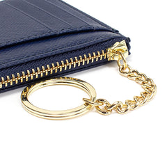 Slim RFID Blocking Card Holder Small Pocket Wallet Keychian Zipper Coin Purse Minimalist Leather Cash & Coin & Cards Case for Women Men, Royalblue, s, Rfid Wallet