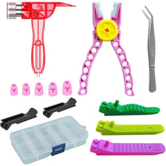 Building Blocks Tool Kit - Brick Separator, Mini Blocks Tool Set, Multi-Functional Hammer, Pliers, Tweezers, Finger Protectors with Tin Box