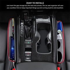 Joyzzz Car Seat Gap Filler Organizer, Leakproof Gap Stopper Car Interior Accessories, Multifunctional PU Leather Console Side Pocket Organizer for Cellphones, Cards, Wallets, Keys (Black)