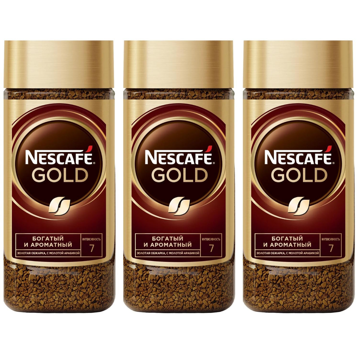 Nescafe Gold Instant Coffee 190g (Pack of 3) By Cougar - Rich & Aromatic | Premium Freeze-Dried Coffee, Smooth Balanced Taste | Intensity 7, Twin Pack Instant Coffee Jars