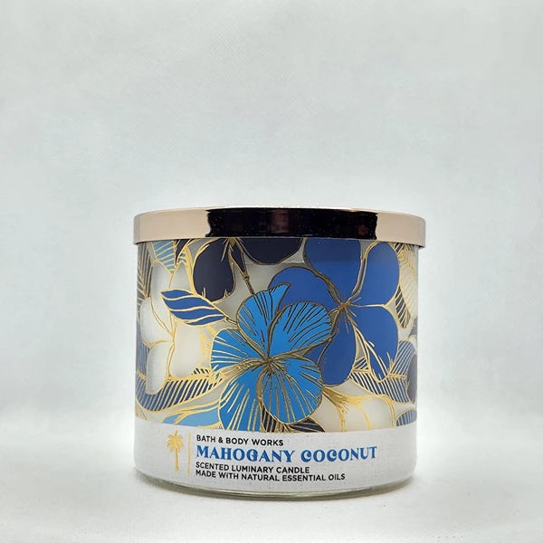 Bath & Body Works White Barn 3-Wick Candle w/Essential Oils - 14.5 oz - 2022 Spring Scents (Mahogany Coconut)