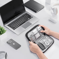 ProCase Electronics Travel Tech Pouch, Portable Cable Organizer Bag, Electronics Accessories and Supplies for Charger, Power Bank, Wire -Black