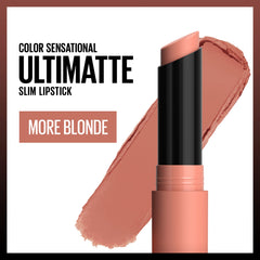 Maybelline Color Sensational Ultimatte Matte Lipstick, Non-Drying, Intense Color Pigment, More Blonde, Sandy Nude, 0.06 oz