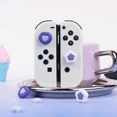 GeekShare Cute Silicone game console Thumb Grip Caps, Joystick Cover Compatible with Switch/OLED/Switch Lite,4PCS - Cream Heart (Purple)