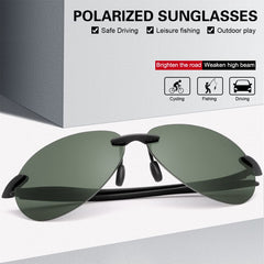 Polarized Sunglasses for Men Women Rimless Frame Driving Glasses UV400 Protection Mirror Lens Shades Sport Eyewear Eyeglasses