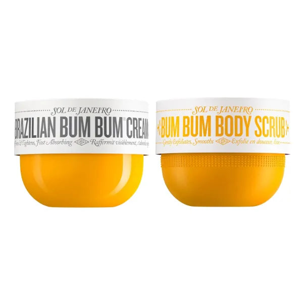 SOL DE JANEIRO Brazilian Bum Bum Cream with Bum Bum Body Scrub Full Size Smoothing and Tightening Bundle