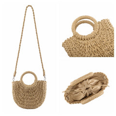 Excefore Women Straw Handbag, Summer Beach bag, Handmade Large Straw Tote Bag Womens Handbag