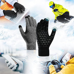 HIHIDAY 2 Pairs of Winter Knit Gloves, Winter Gloves for Men and Women with Upgraded Touch Screen - Anti-Slip Glove Fleece Lined for Winter Outdoor - Black/Grey