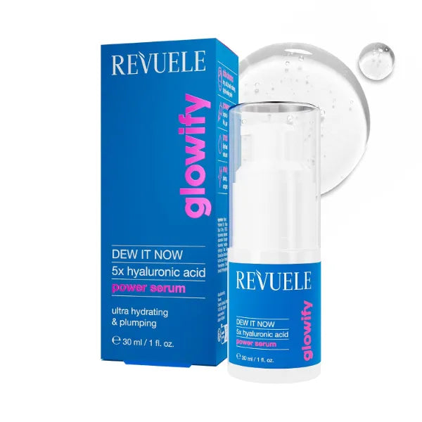 REVUELE Dew It Now Power Serum, 5 Hyaluronic Acids + Panthenol & Glycerin, 1 fl.oz – Hydrating & Nourishing Facial Serum, Vegan & Cruelty-Free