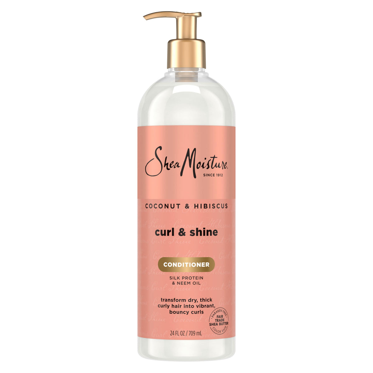 Shea Moisture Coconut & Hibiscus Curl & Shine Conditioner for Thick, Curly Hair to Hydrate and Soften, 24 oz