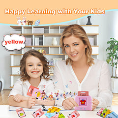Talking Flash Cards Learning Toys for Toddlers 1-6 Year Old,British English, 224 Words, Audible Educational Toys, Preschool Learning Resource Electronic Interactive Toy Birthday Gifts for Kids-Pink